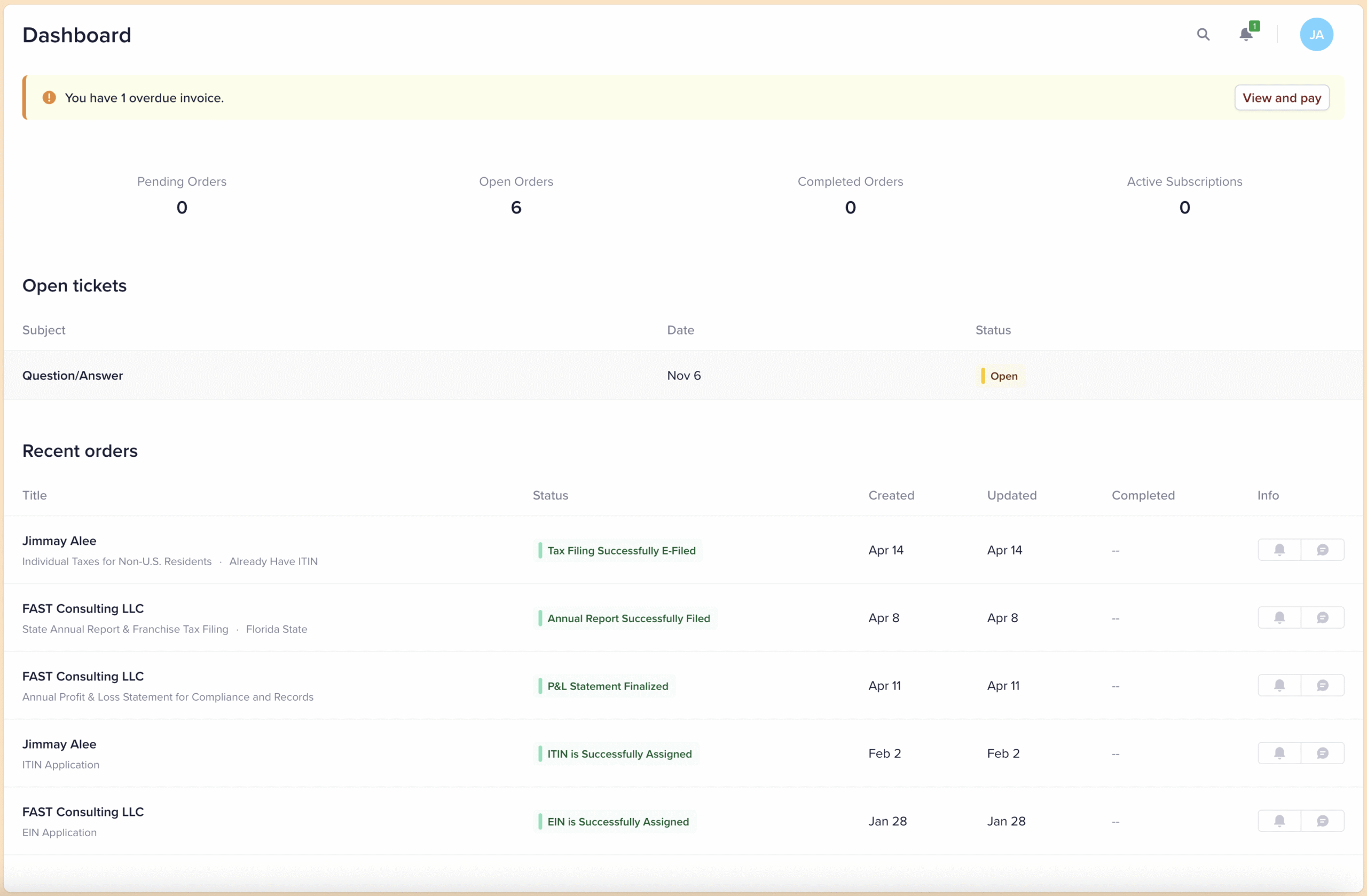 Dashboard Screenshot