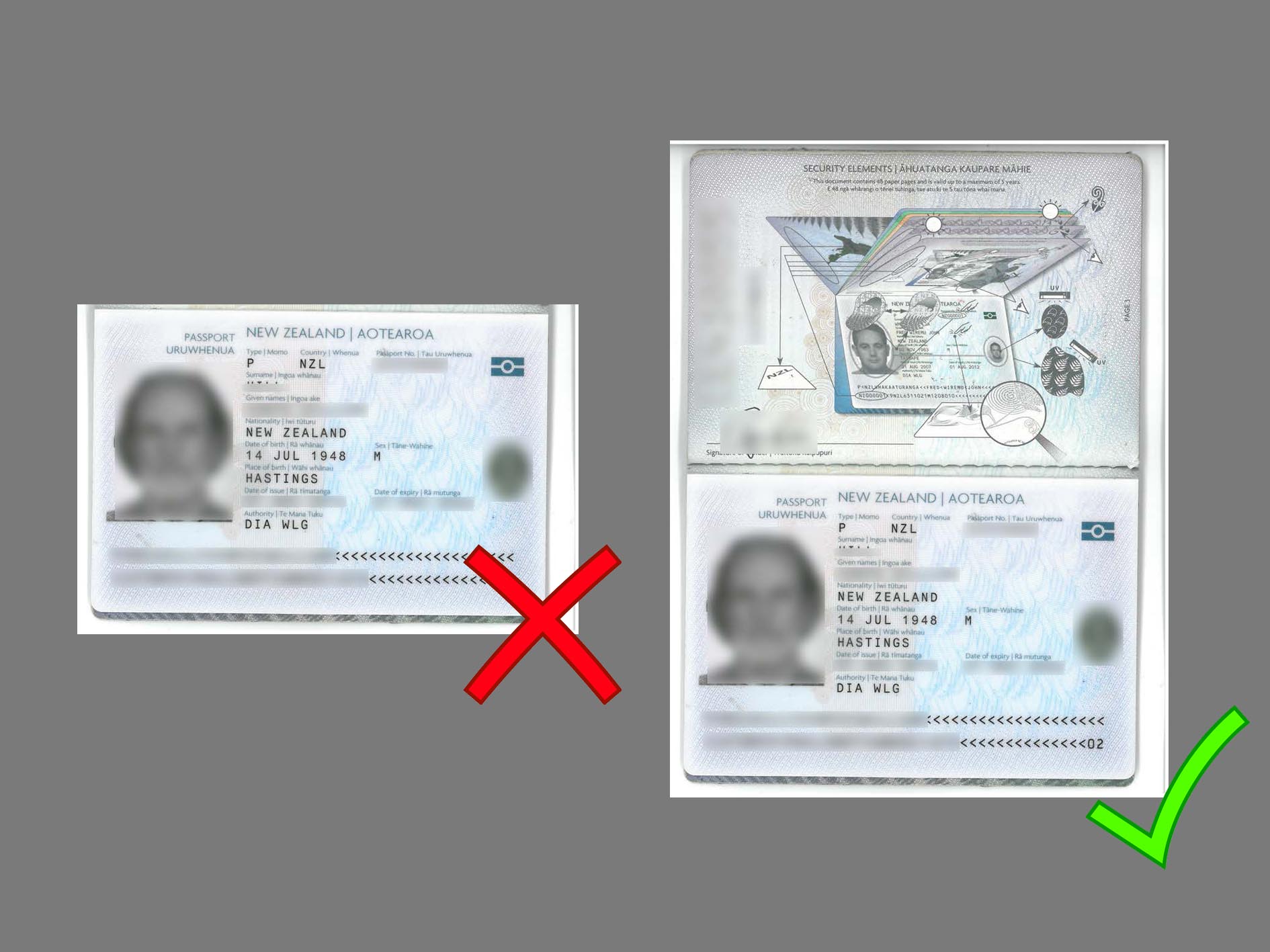 Passport Photo - Right & Wrong Example